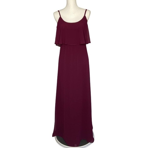 Show Me Your Mumu Caitlin Ruffle Maxi Dress Merlot - Picture 4 of 12